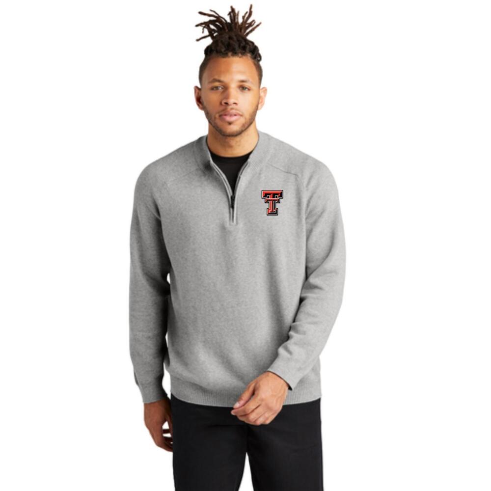 NEW MERCER + METTLE quarter zip pullover sweatshirt in grey heather